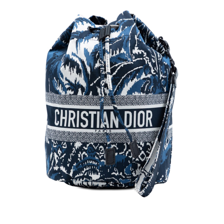 Dior Technical Fabric brodé Palm Tree Toile de Jouy DiorTravel Drawstring Pochette