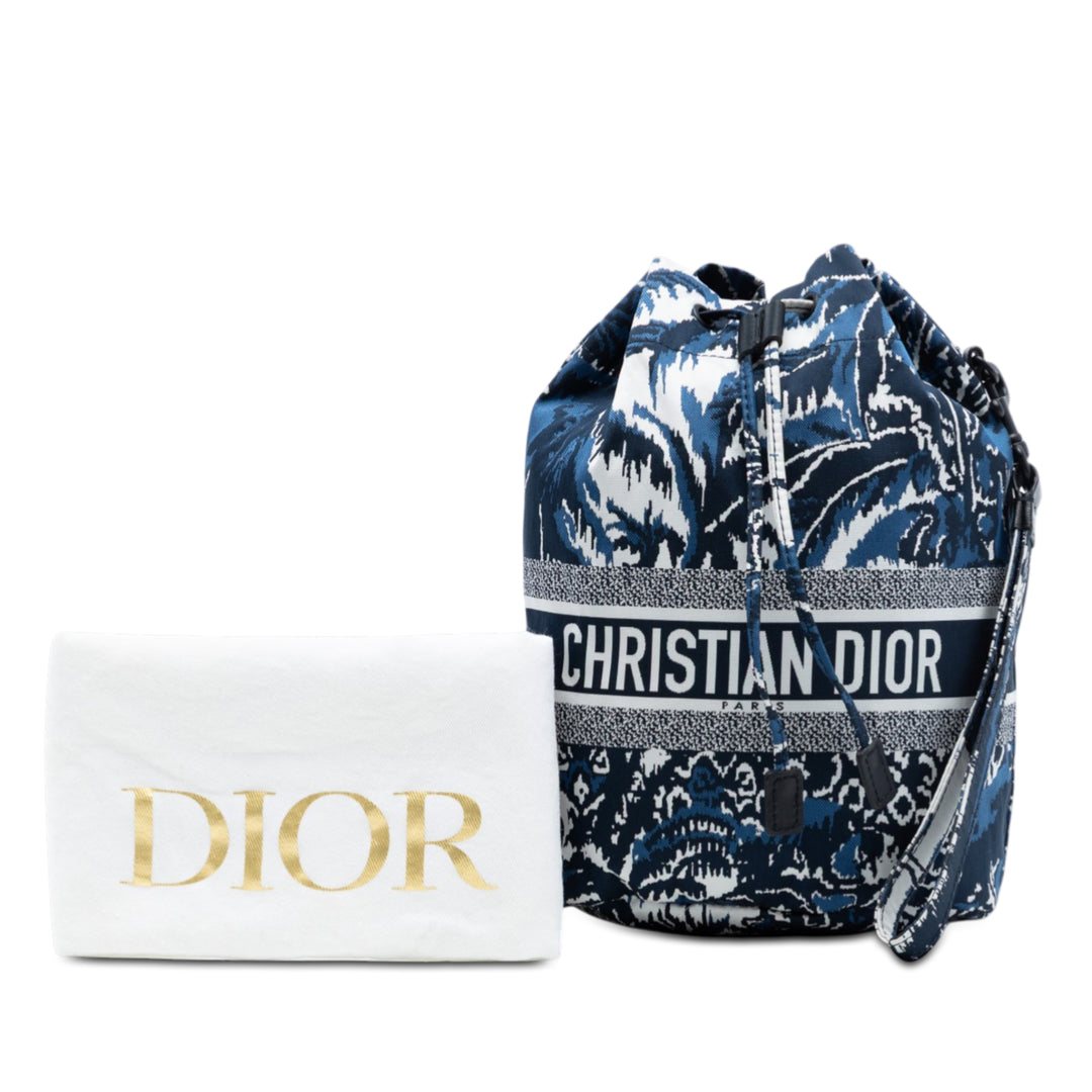 Dior Technical Fabric brodé Palm Tree Toile de Jouy DiorTravel Drawstring Pochette