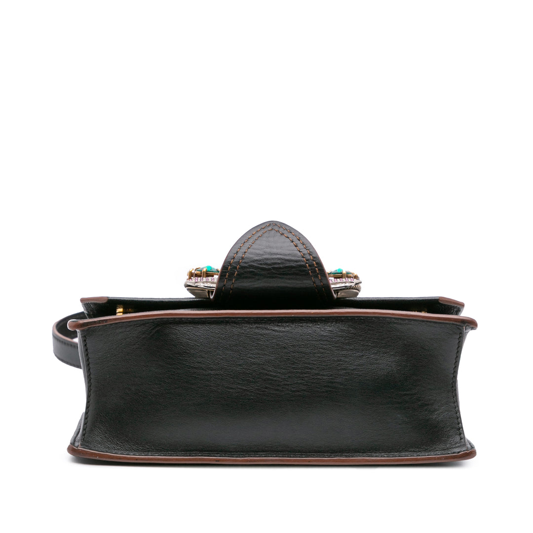 Goatskin Madras Soft Calf Crystal Embellished Crossbody Black - Gaby Paris