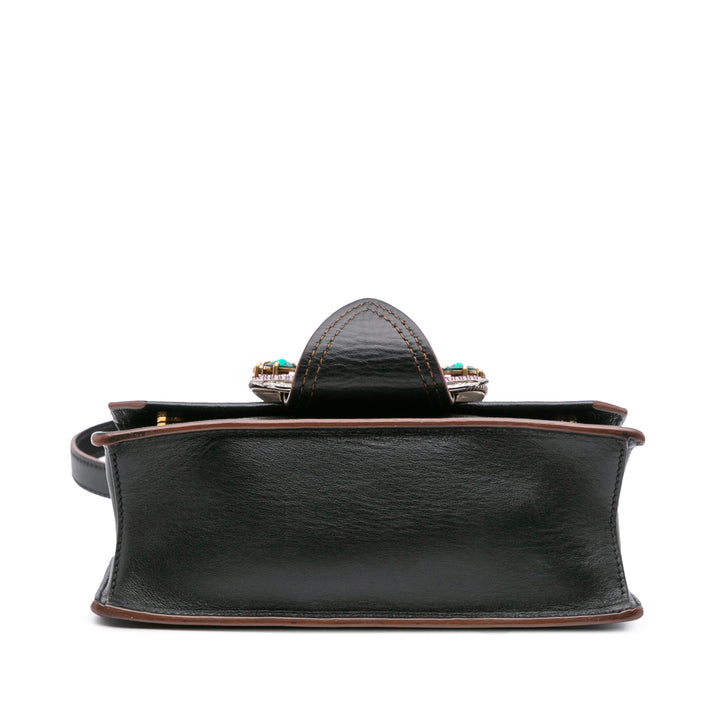 Goatskin Madras Soft Calf Crystal Embellished Crossbody Black - Gaby Paris