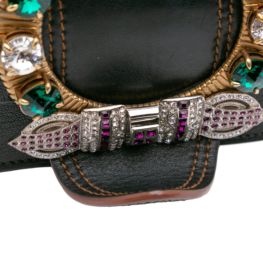 Goatskin Madras Soft Calf Crystal Embellished Crossbody Black - Gaby Paris