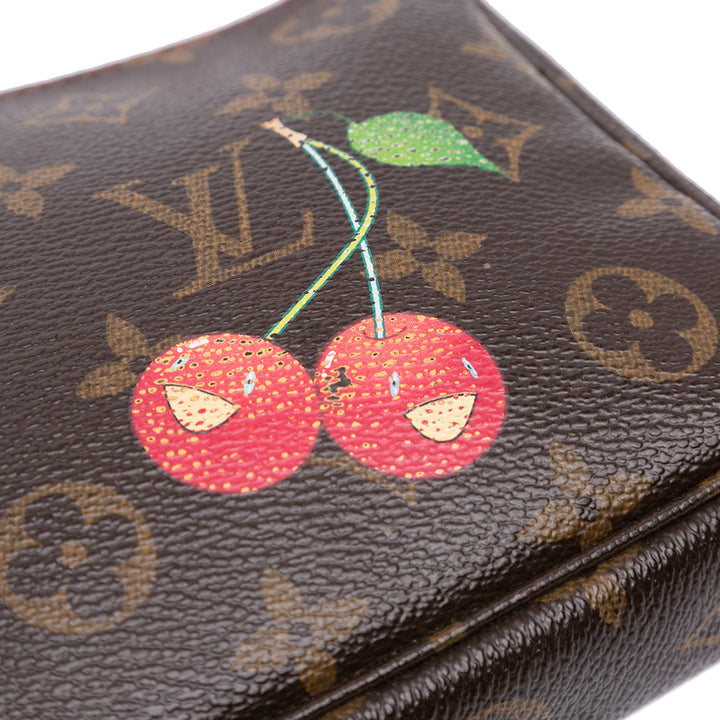 Takashi Murakami Monogram Cherry Pochette Accessoires Brown - Gaby Paris