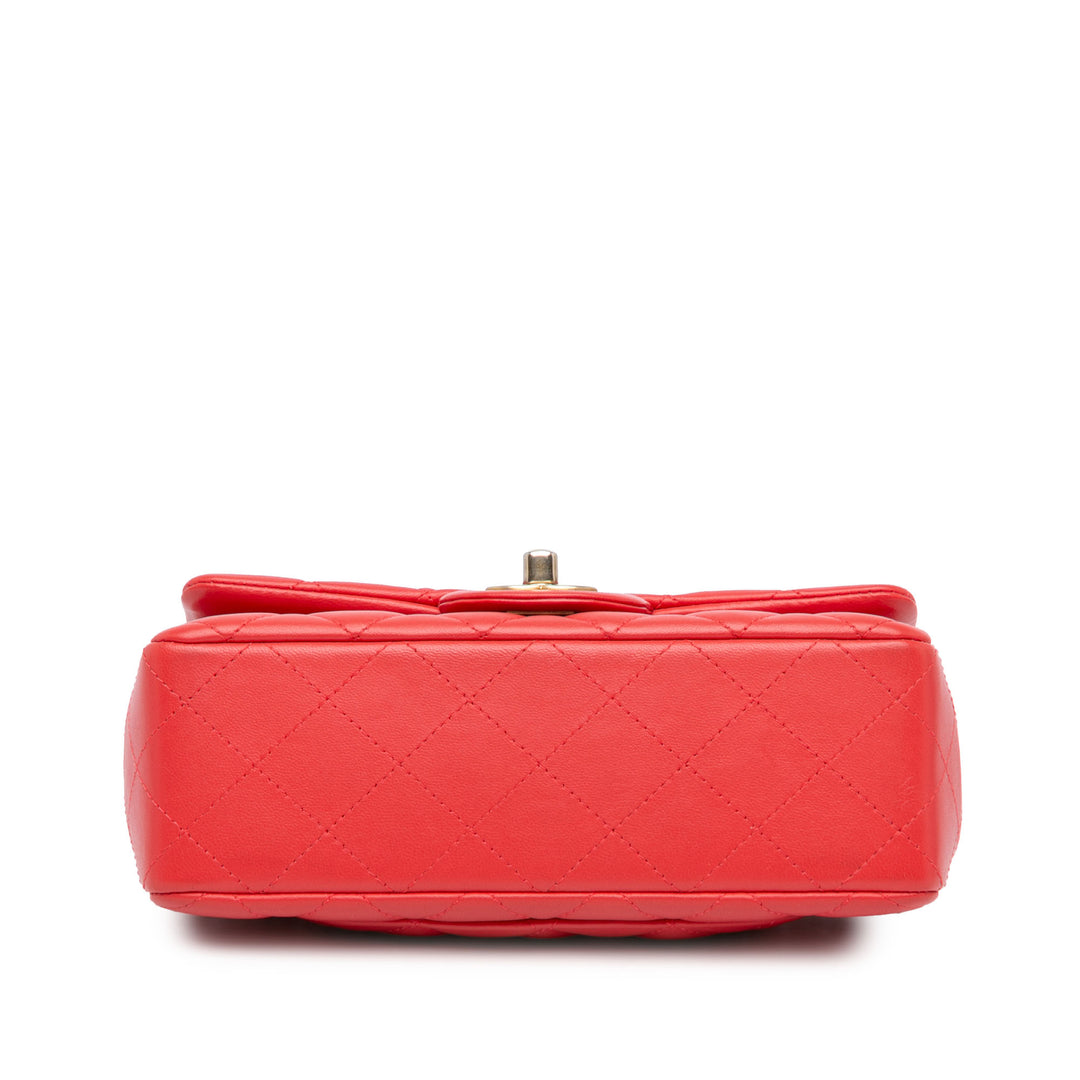 Chanel Mini Rectangular Classic Lambskin Single Flap Red - GABY PARIS