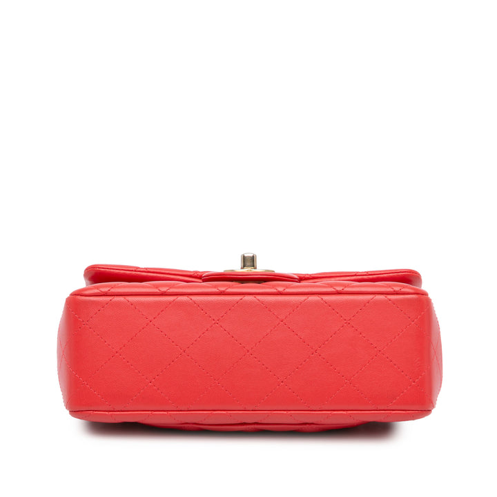 Chanel Mini Rectangular Classic Lambskin Single Flap Red - GABY PARIS