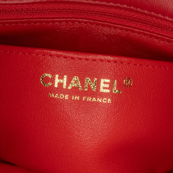 Chanel Mini Rectangular Classic Lambskin Single Flap Red - GABY PARIS