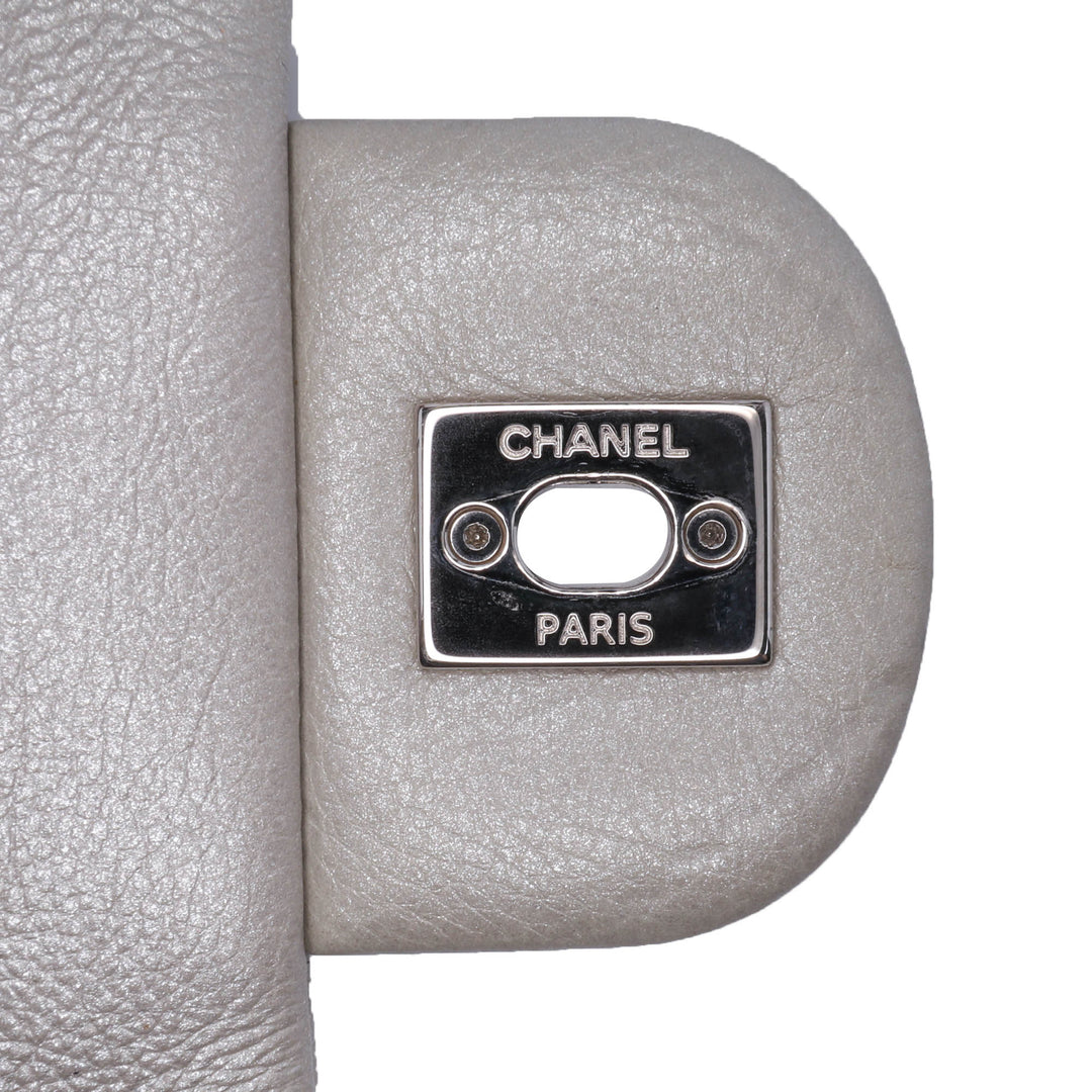 Medium Chevron Calfskin Stud Wars Flap Silver - Gaby Paris