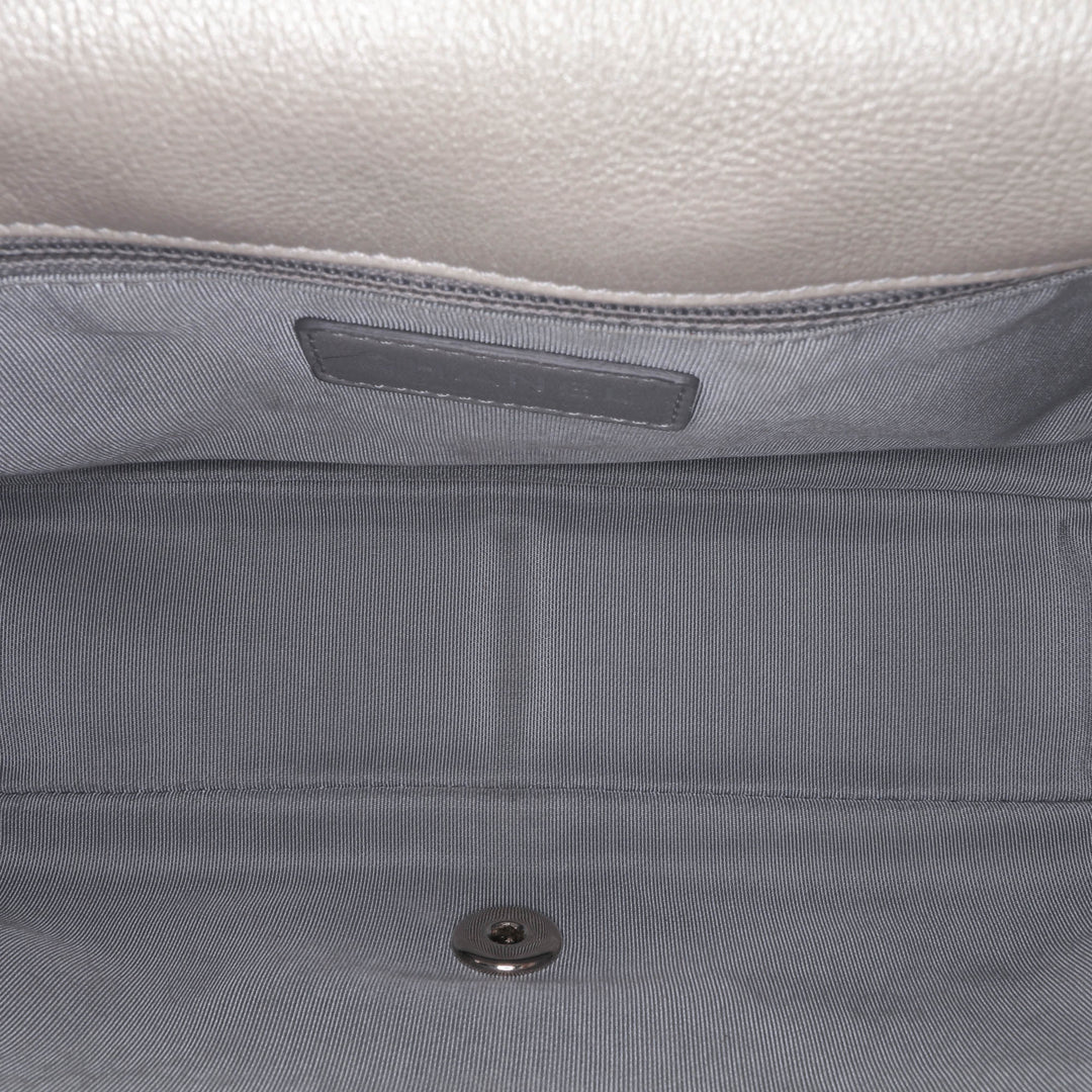 Medium Chevron Calfskin Stud Wars Flap Silver - Gaby Paris