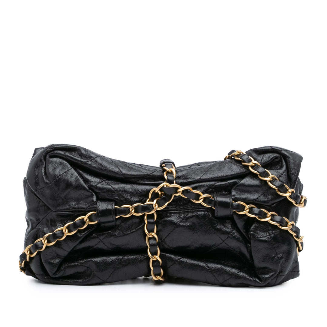 Quilted Calfskin Midnight Swim Baluchon Bag Black - Gaby Paris