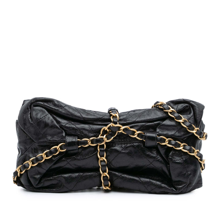 Quilted Calfskin Midnight Swim Baluchon Bag Black - Gaby Paris
