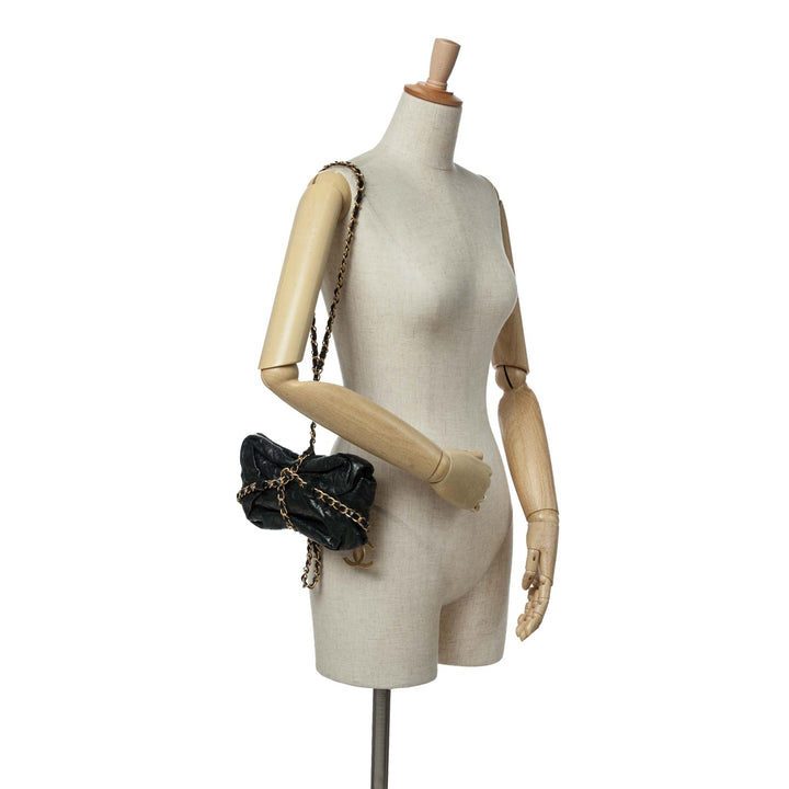 Quilted Calfskin Midnight Swim Baluchon Bag Black - Gaby Paris