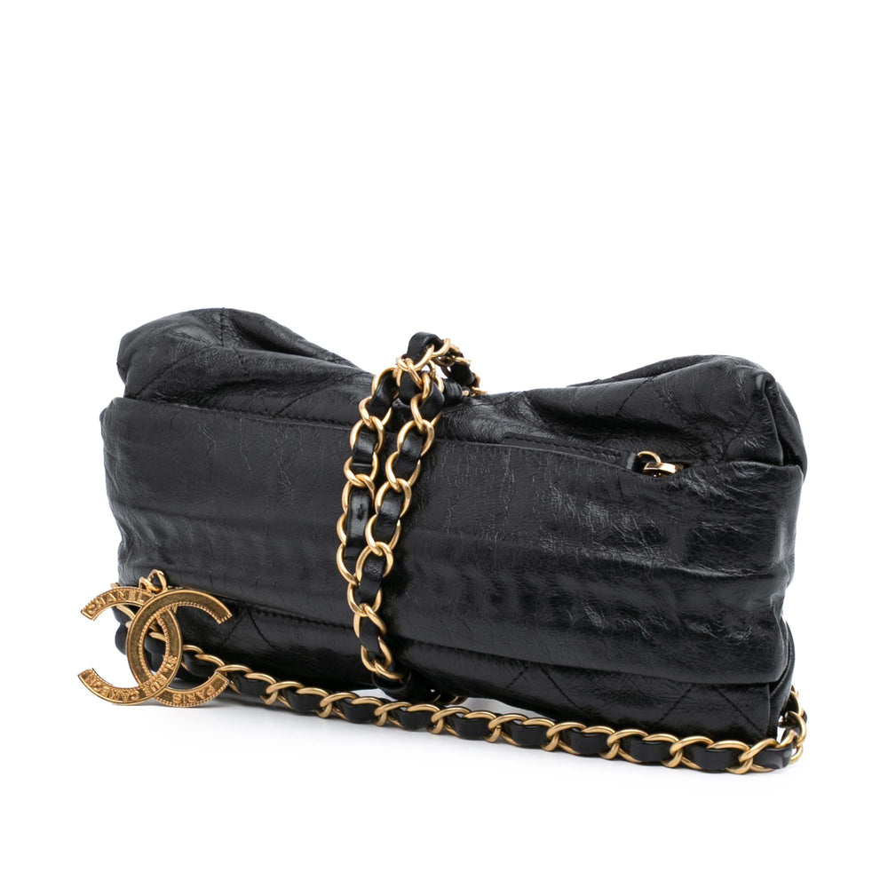 Quilted Calfskin Midnight Swim Baluchon Bag Black - Gaby Paris