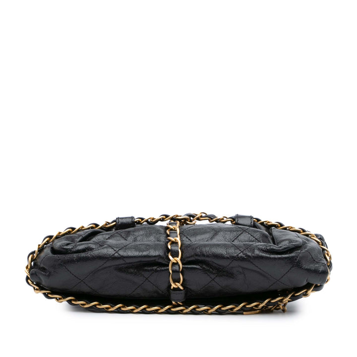 Quilted Calfskin Midnight Swim Baluchon Bag Black - Gaby Paris