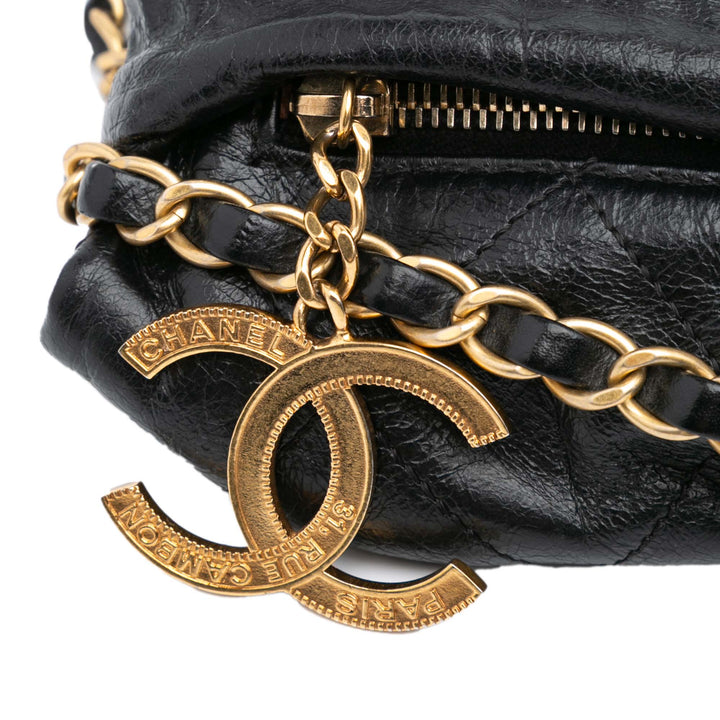Quilted Calfskin Midnight Swim Baluchon Bag Black - Gaby Paris
