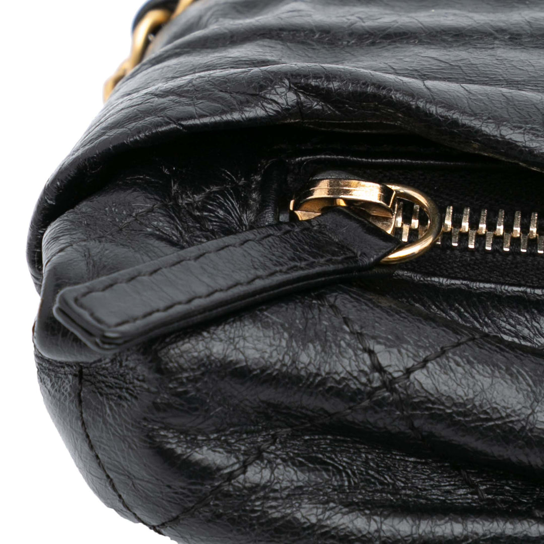 Quilted Calfskin Midnight Swim Baluchon Bag Black - Gaby Paris