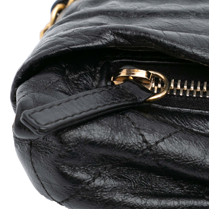 Quilted Calfskin Midnight Swim Baluchon Bag Black - Gaby Paris