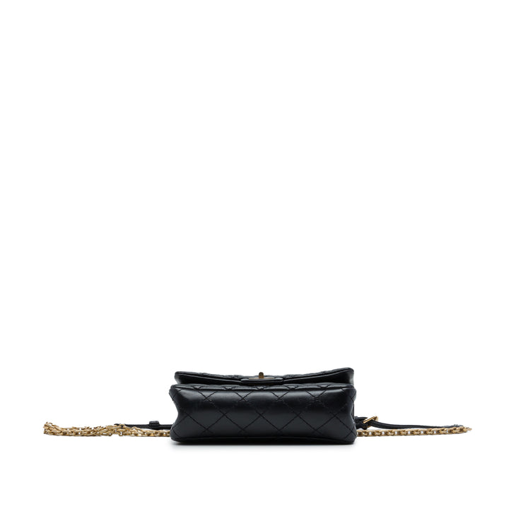 Matelassé vieilli Reissue 2.55 à rabat Sac ceinture Cuir de veau Noir