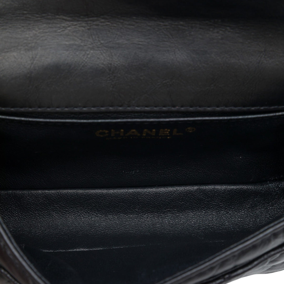 Matelassé vieilli Reissue 2.55 à rabat Sac ceinture Cuir de veau Noir