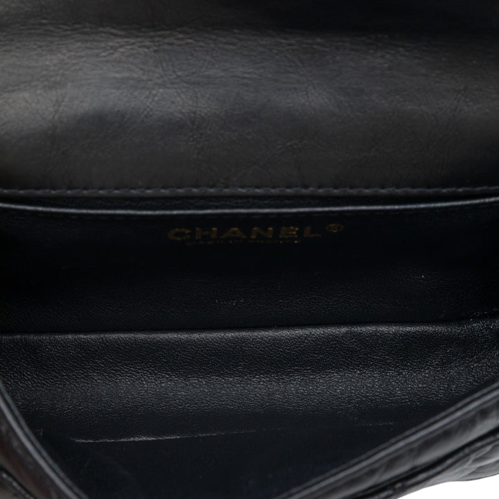 Matelassé vieilli Reissue 2.55 à rabat Sac ceinture Cuir de veau Noir