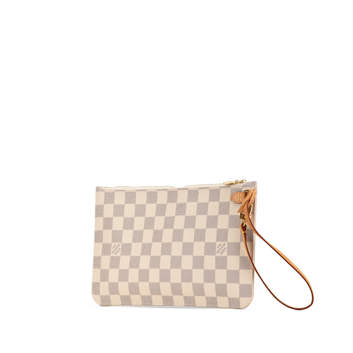 Louis Vuitton Damier Azur Neverfull Pochette White - GABY PARIS