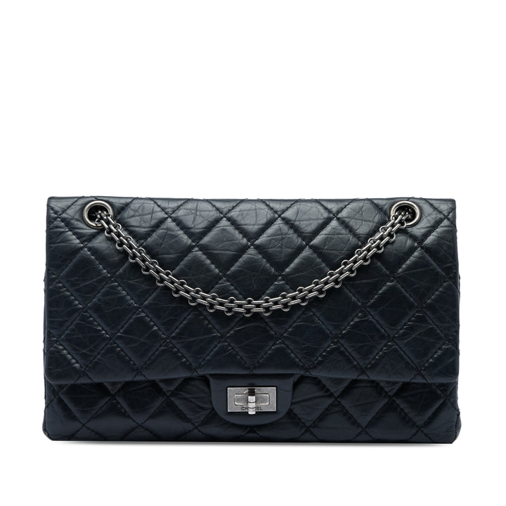 Chanel Sac porté épaule Matelassé vieilli Reissue 2.55 Double rabat 226 Cuir de veau Noir – vue principale – GABY PARIS