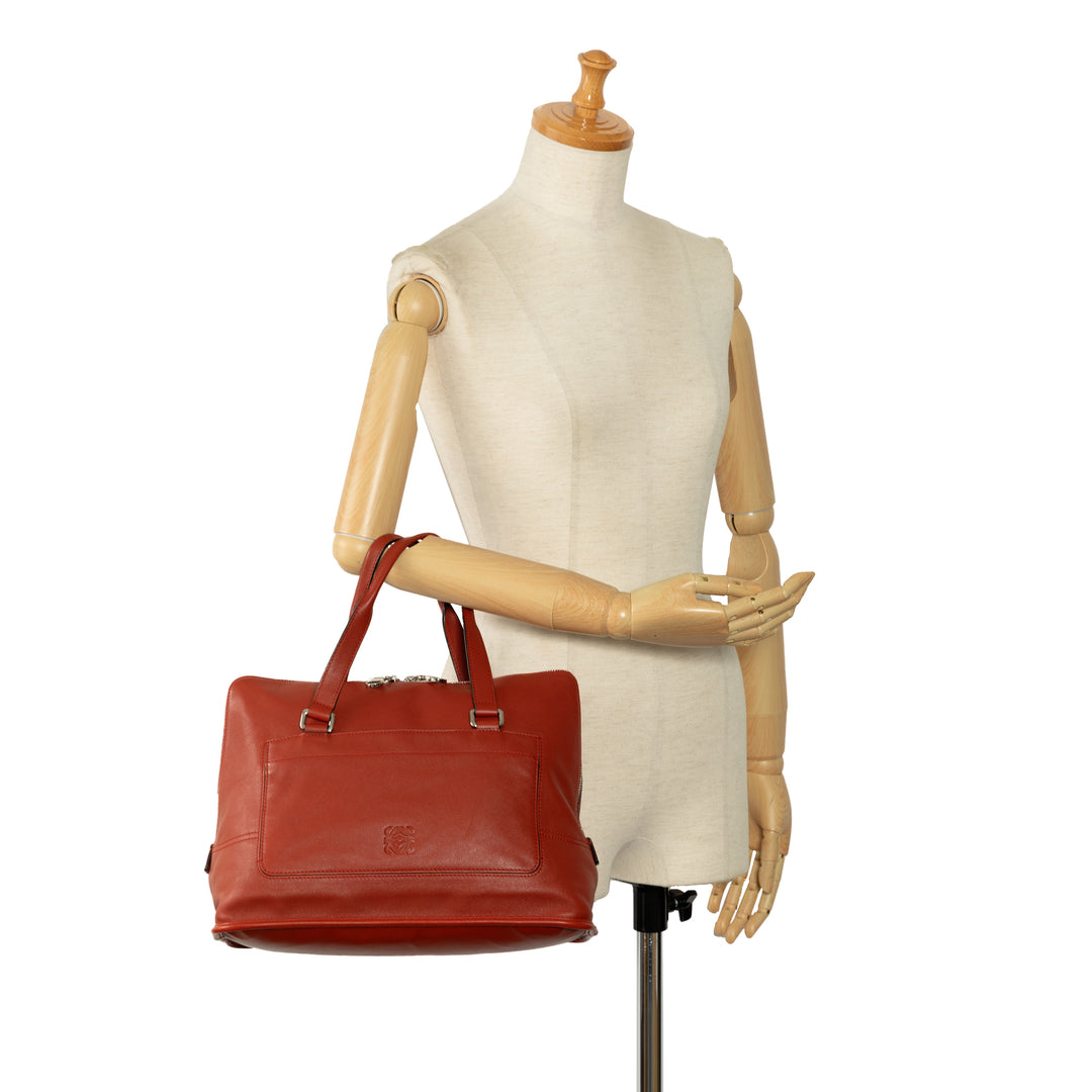 Anagram Leather Handbag Red - Gaby Paris