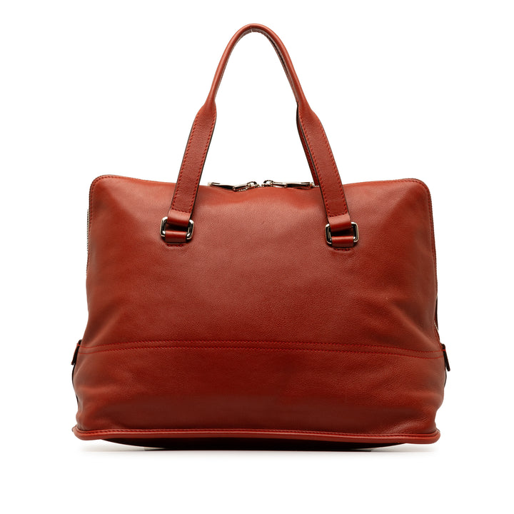 Anagram Leather Handbag Red - Gaby Paris