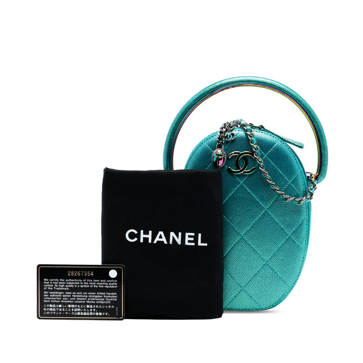 Chanel Matelassé Metallic Caviar Rainbow Hardware Oval Sac caméra