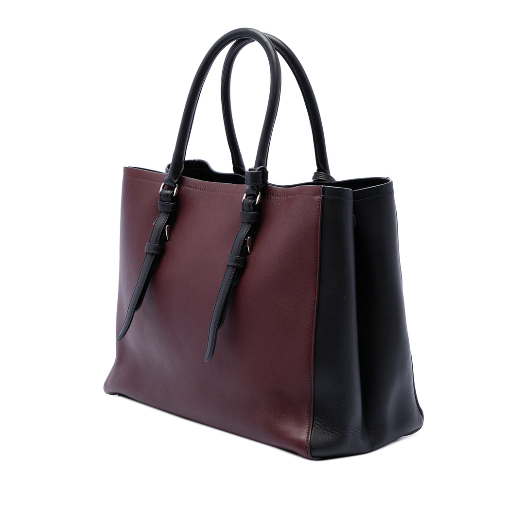 Prada Bicolore City Veau Double Sac Moyen Rouge – vue 2 – GABY PARIS