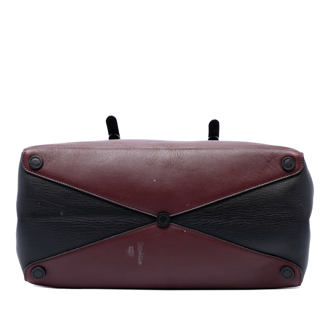 Prada Bicolore City Veau Double Sac Moyen Rouge – vue 3 – GABY PARIS