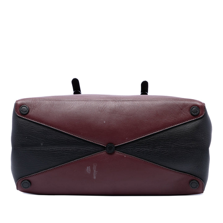 Prada Bicolore City Veau Double Sac Moyen Rouge – vue 3 – GABY PARIS