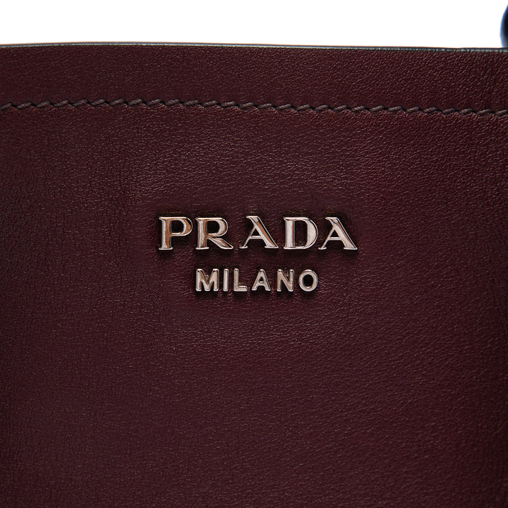 Prada Bicolore City Veau Double Sac Moyen Rouge – vue 5 – GABY PARIS