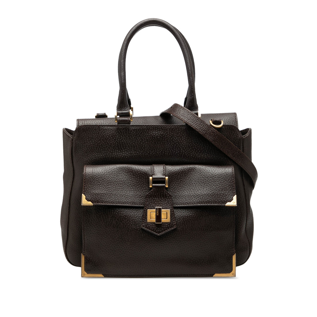 Fendi Texturé Classico No 3 Sac Marron – vue principale – GABY PARIS
