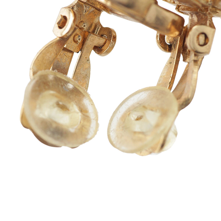 CC plaqué Mademoiselle pendantes À clip Boucles d'oreilles Doré