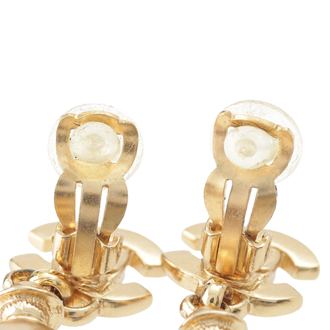 CC plaqué Mademoiselle pendantes À clip Boucles d'oreilles Doré