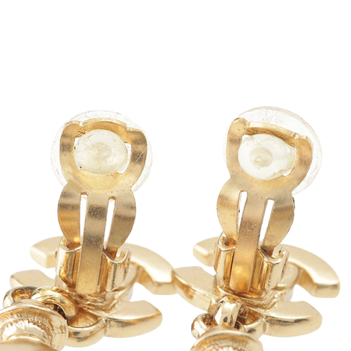 CC plaqué Mademoiselle pendantes À clip Boucles d'oreilles Doré