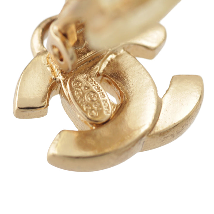 CC plaqué Mademoiselle pendantes À clip Boucles d'oreilles Doré
