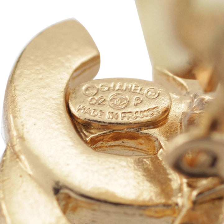 CC plaqué Mademoiselle pendantes À clip Boucles d'oreilles Doré