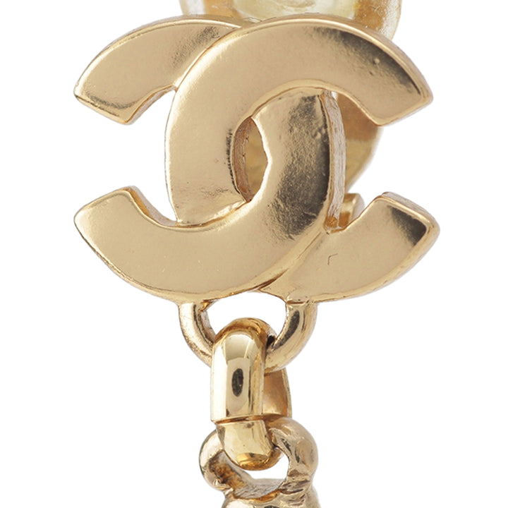 CC plaqué Mademoiselle pendantes À clip Boucles d'oreilles Doré