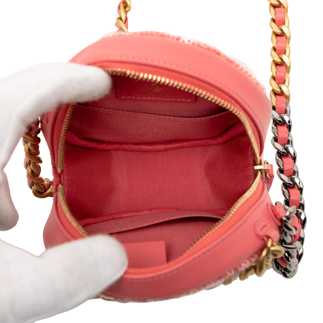 Chanel Sequins Cuir d’agneau 19 Rond Pochette avec chaîne