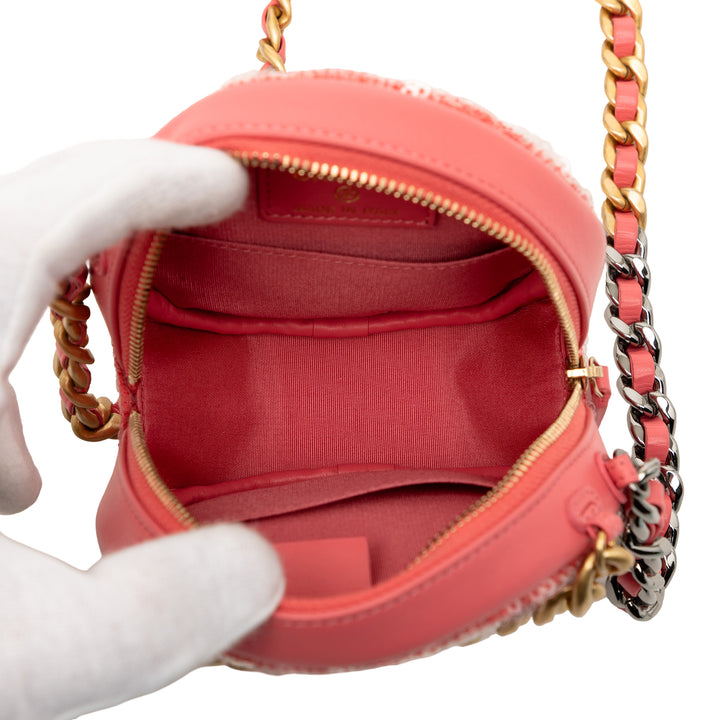 Chanel Sequins Cuir d’agneau 19 Rond Pochette avec chaîne