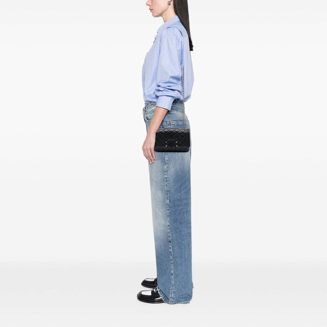 Chanel Small Matelassé Caviar CC Filigree à rabat