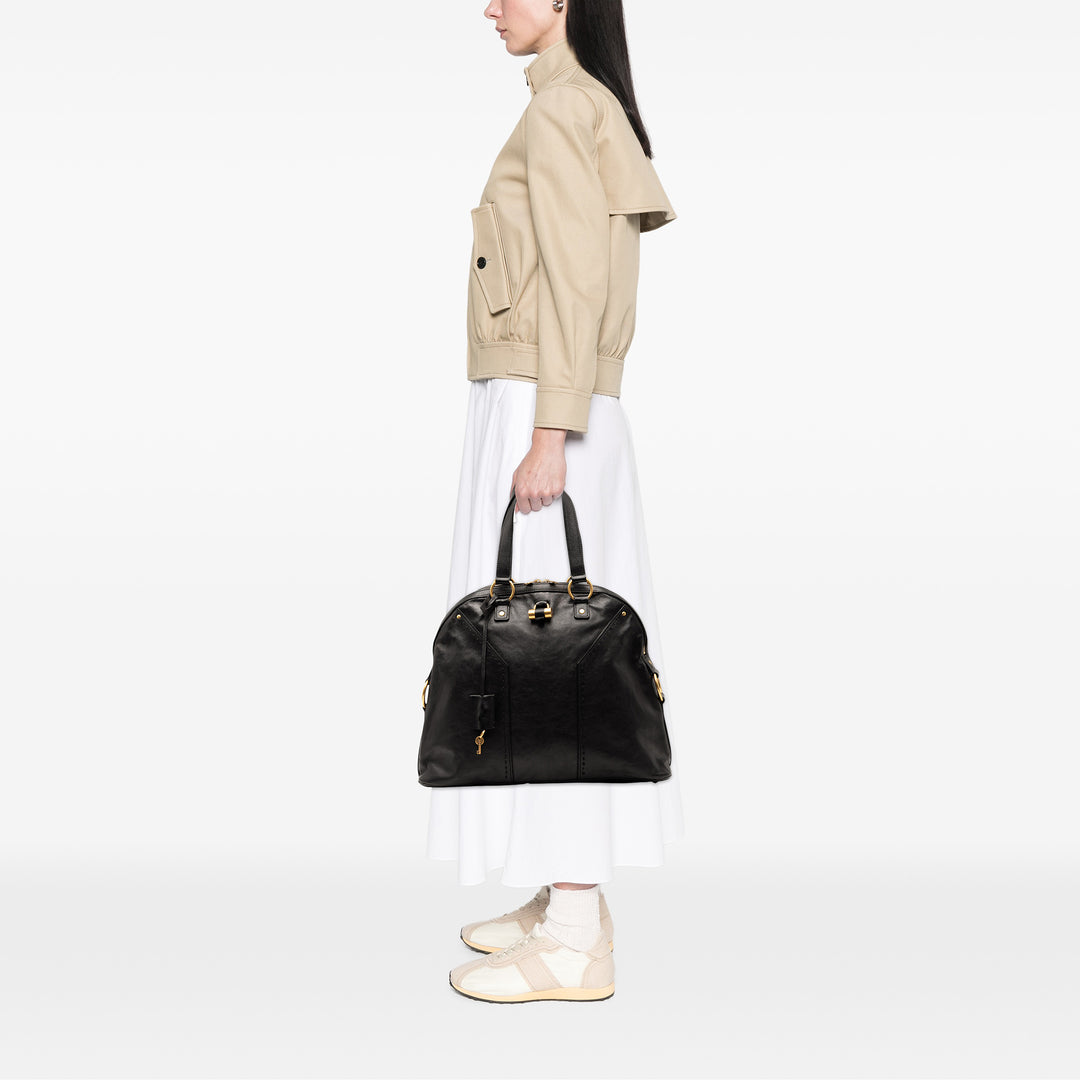 Saint Laurent Oversized Cuir Muse Sac à main Noir – GABY PARIS Authentique
