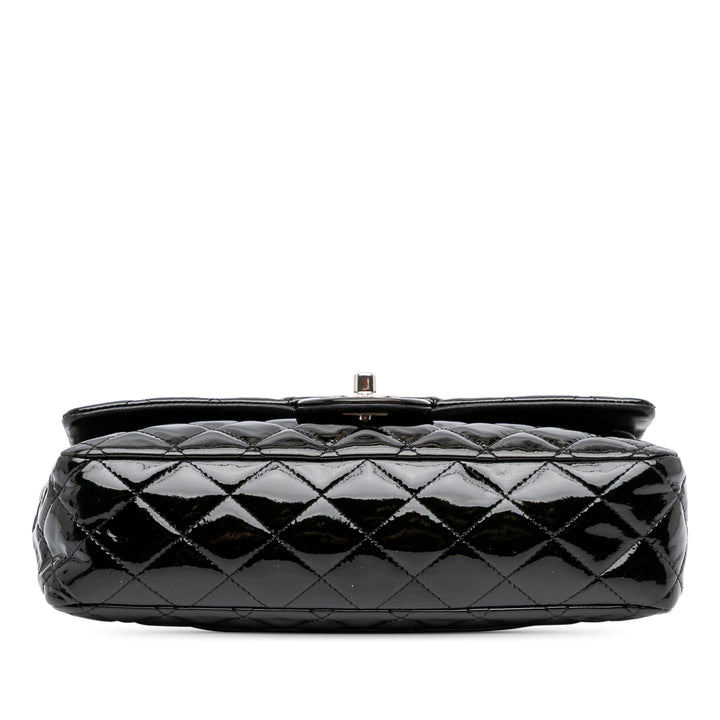 Medium Classic Patent Double Flap Black - Gaby Paris