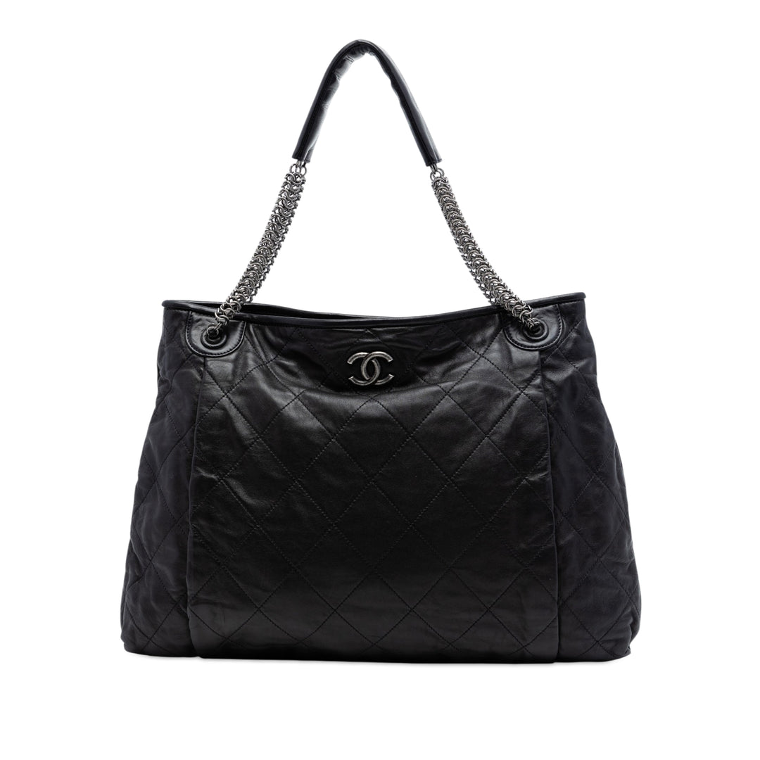 Chanel CC Matelassé Chaîne Cabas Cuir d'agneau