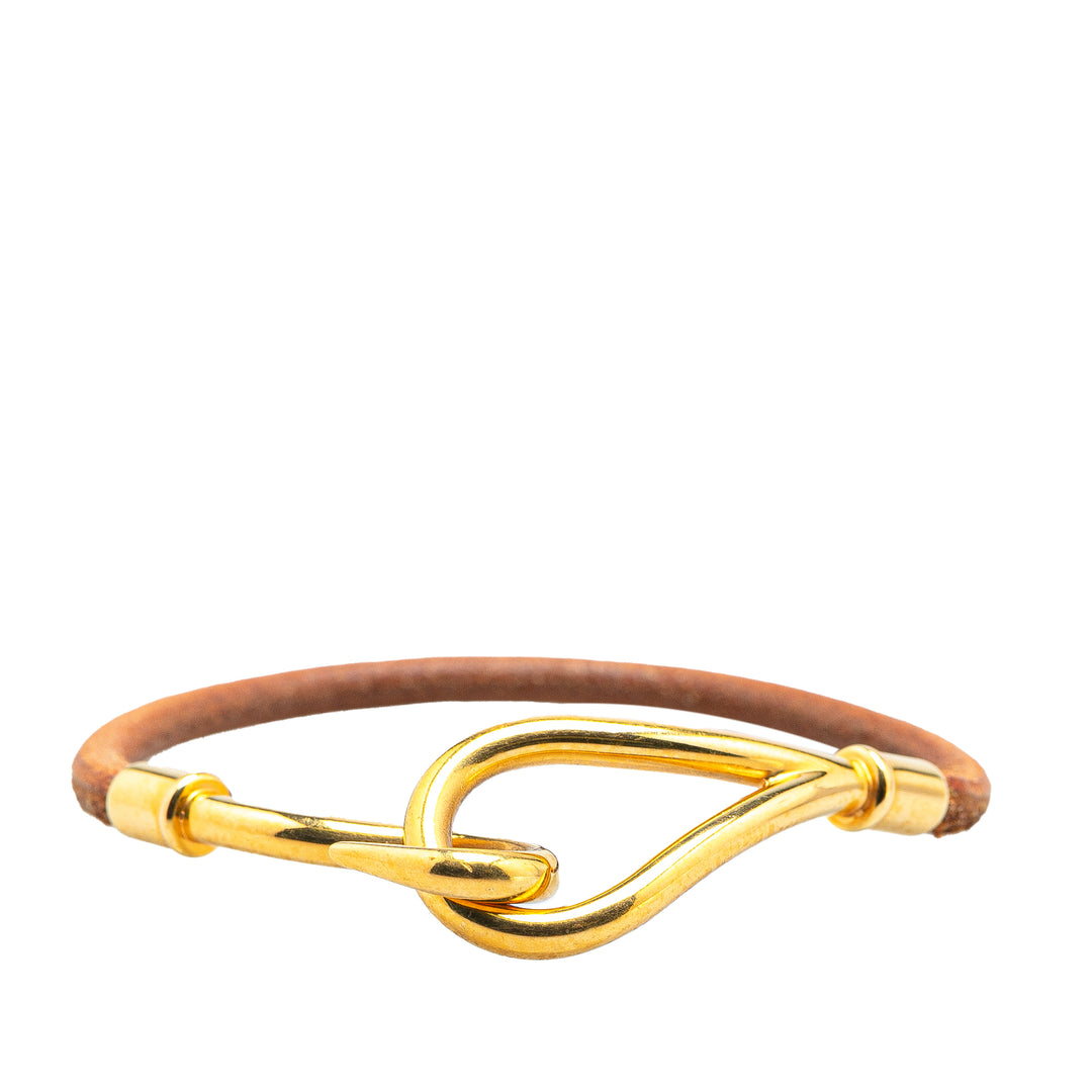 Jumbo Hook Leather Bracelet Brown - Gaby Paris