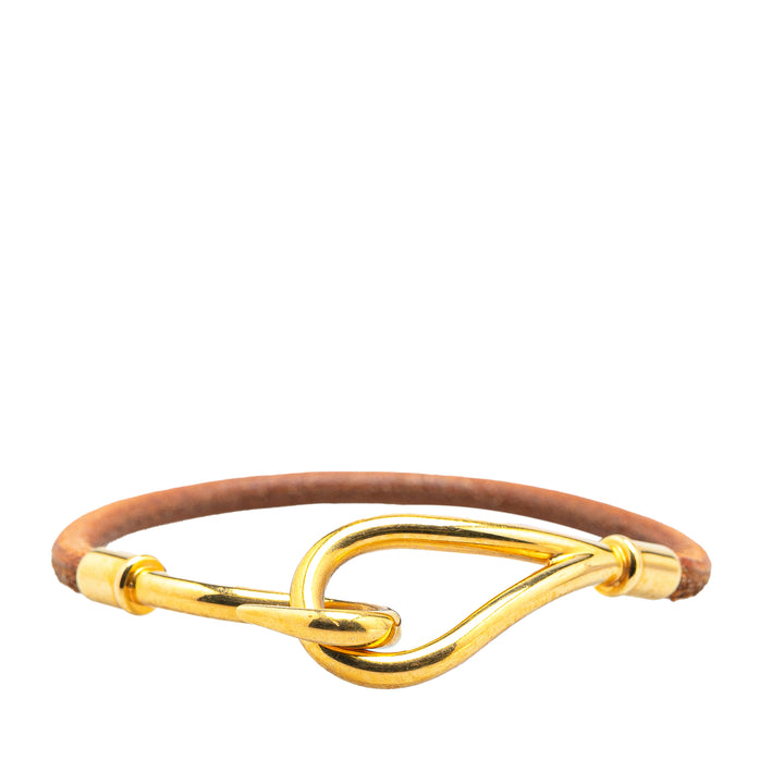 Jumbo Hook Leather Bracelet Brown - Gaby Paris