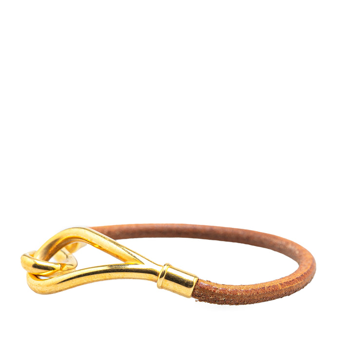 Jumbo Hook Leather Bracelet Brown - Gaby Paris