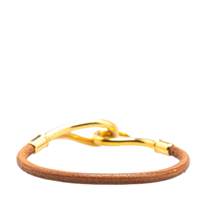 Jumbo Hook Leather Bracelet Brown - Gaby Paris