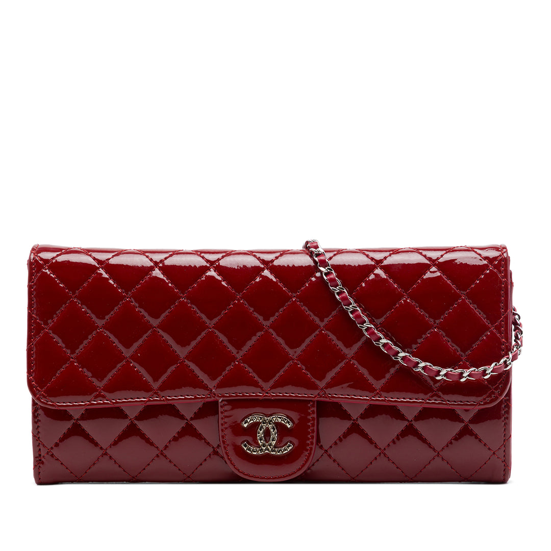Chanel CC Matelassé Brilliant East West Wallet on Chain Rouge – vue principale – GABY PARIS