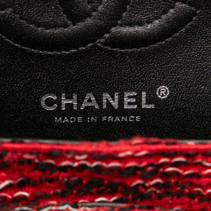 Chanel Small Classic Tweed Braided Charm Double rabat Rouge